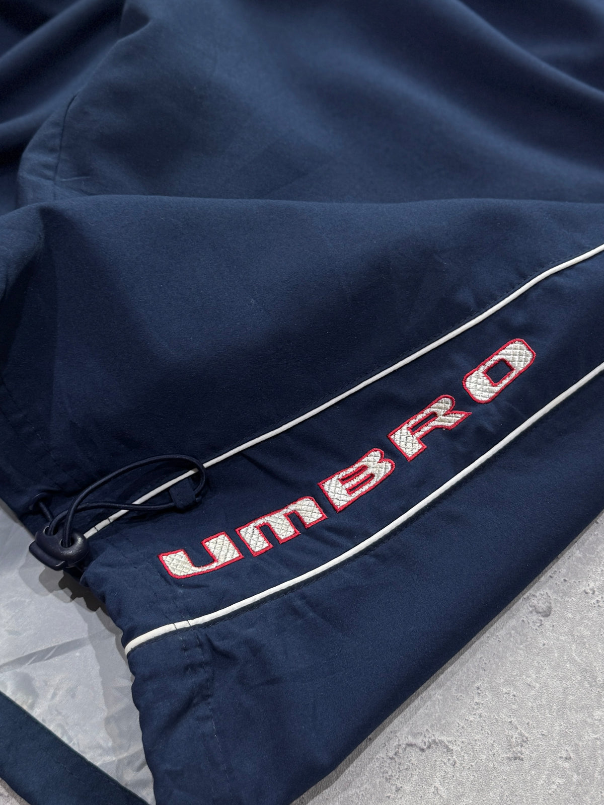 Vintage 2000s Deadstock Umbro Spellout 3/4 Track Shorts (32”)