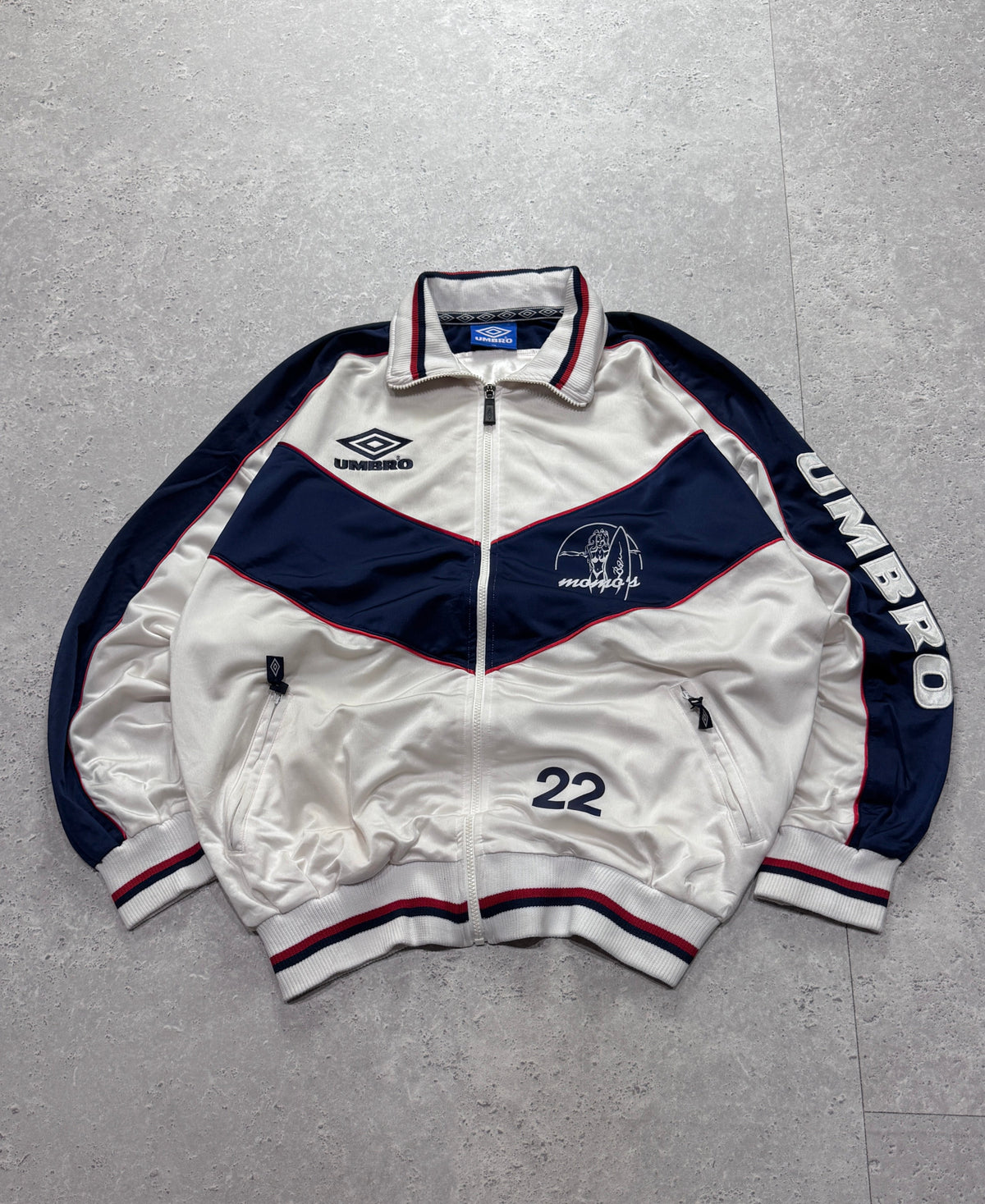 Vintage 90s Umbro White & Navy Track Jacket (XL)