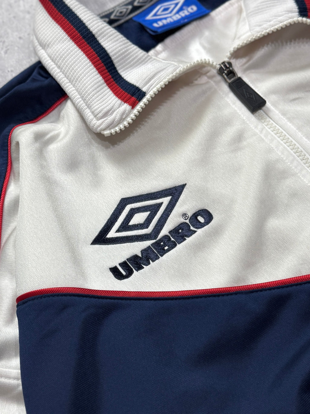 Vintage 90s Umbro White & Navy Track Jacket (XL)