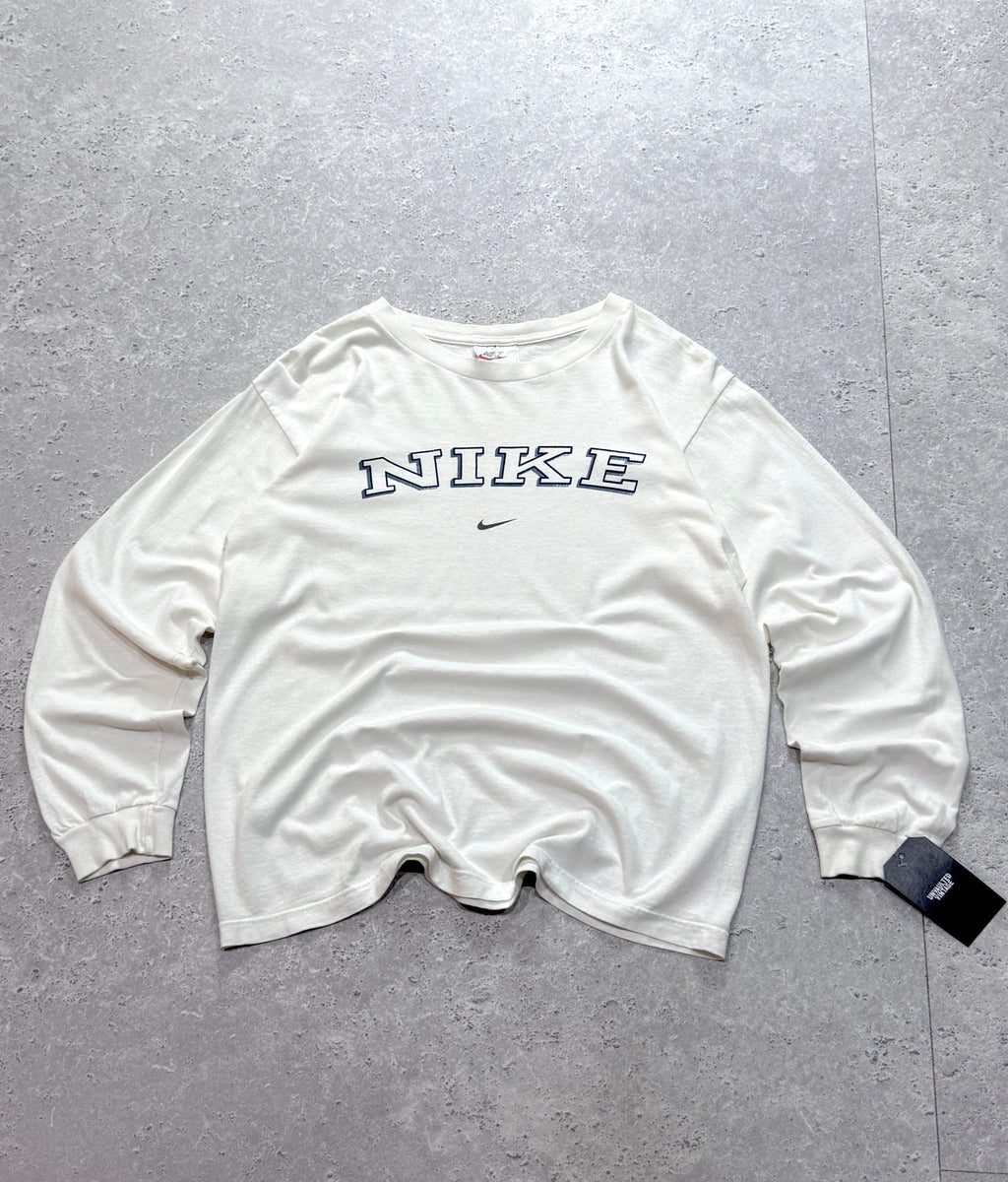 Vintage 90s Nike Spellout Long Sleeve Tee (M)