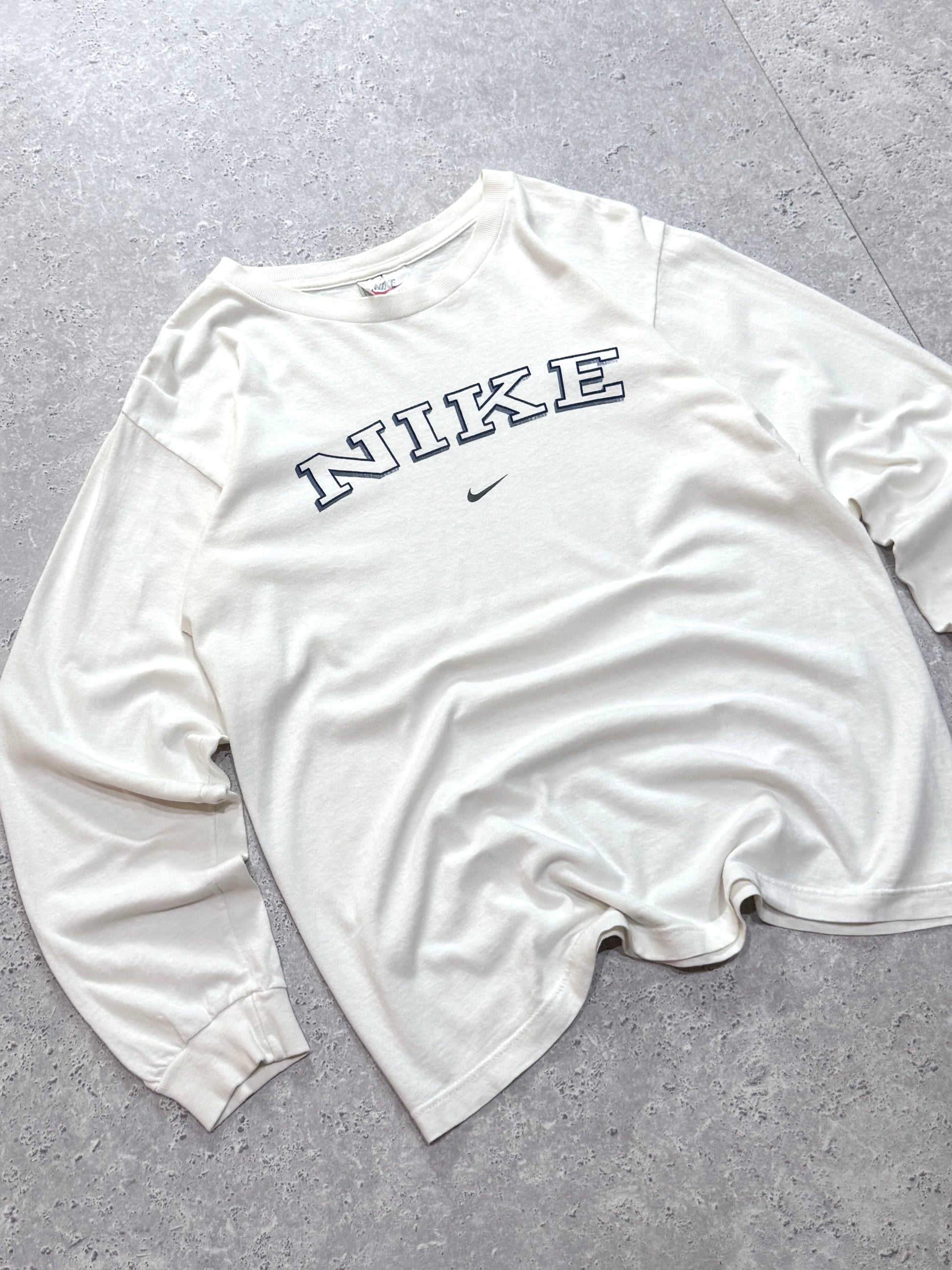 Vintage 90s Nike Spellout Long Sleeve Tee (M)