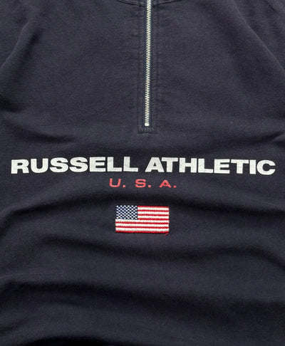 Vintage 90s Russell Athletic USA Spellout Quarter Zip Sweater (M)