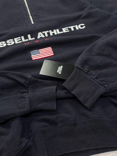 Vintage 90s Russell Athletic USA Spellout Quarter Zip Sweater (M)