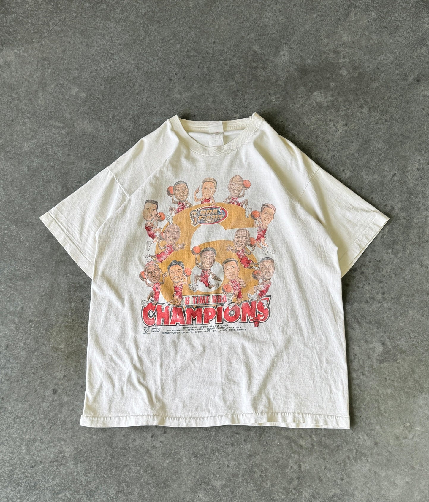 *RARE* Vintage 96' Chicago Bulls Champs Caricature Tee (L)