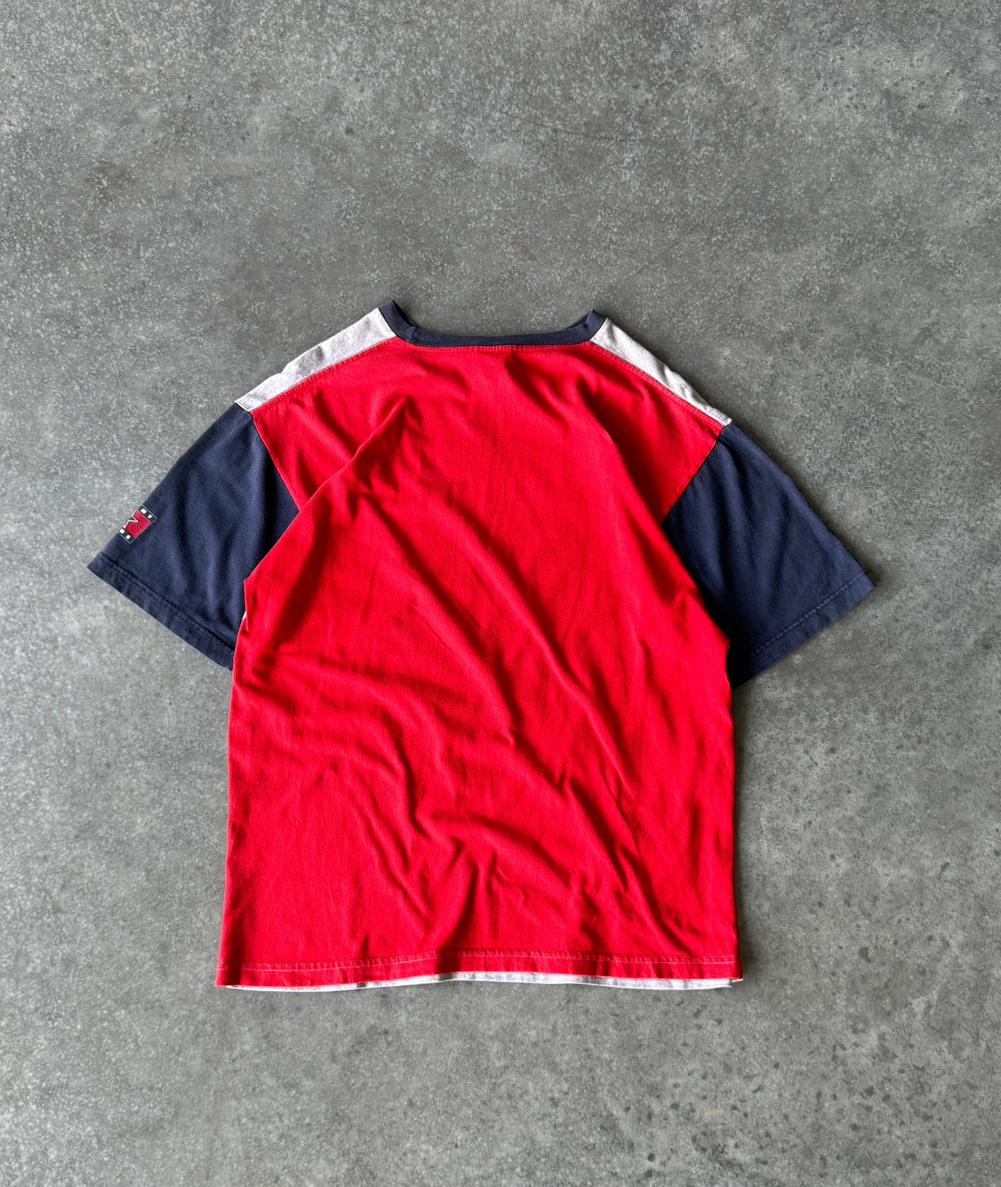 Vintage 00s Tommy Jeans Tri-Colour Tee (XL)